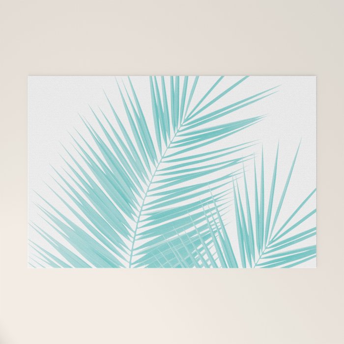 Soft Turquoise Palm Leaves Dream - Cali Summer Vibes #1 #tropical #decor #art #society6 Welcome Mat Gallery Image 1