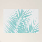 Soft Turquoise Palm Leaves Dream - Cali Summer Vibes #1 #tropical #decor #art #society6 Welcome Mat Gallery Image 1