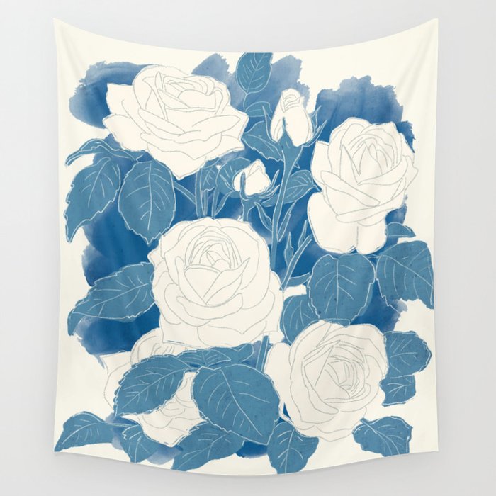 White Roses 7 Wall Tapestry Gallery Image 1