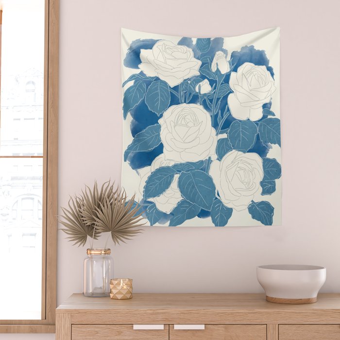 White Roses 7 Wall Tapestry Gallery Image 2