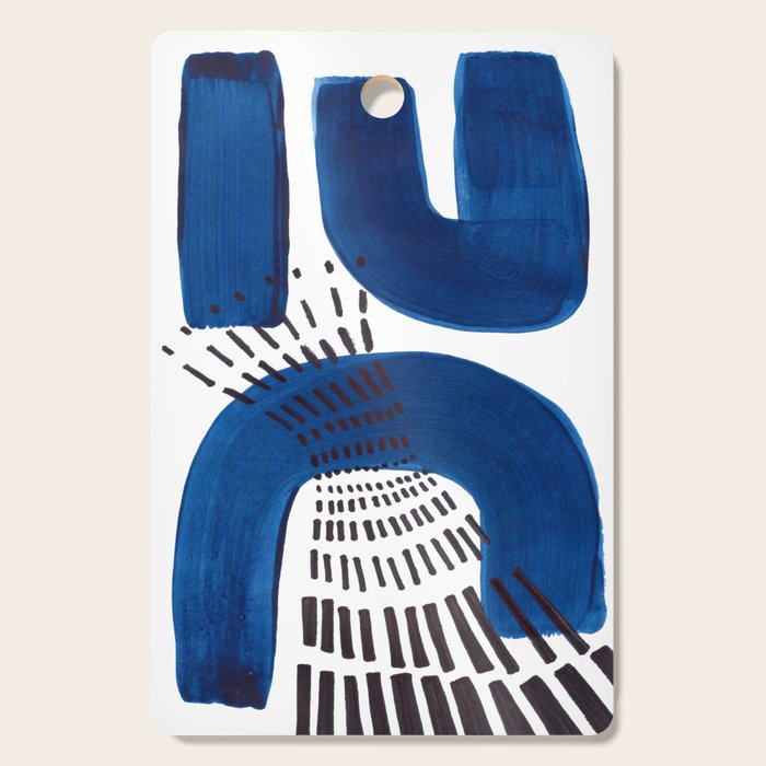 Abstract Expressionism Mid Century Modern Acrylic Painting Minimalist Art Navy Blue Black Line Patte Cutting Board Gallery Image 1