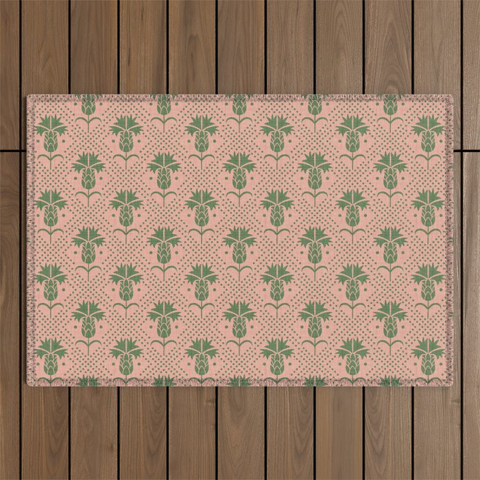 Bachelor Button Boutonniere Peach Green Outdoor Rug Gallery Image 1