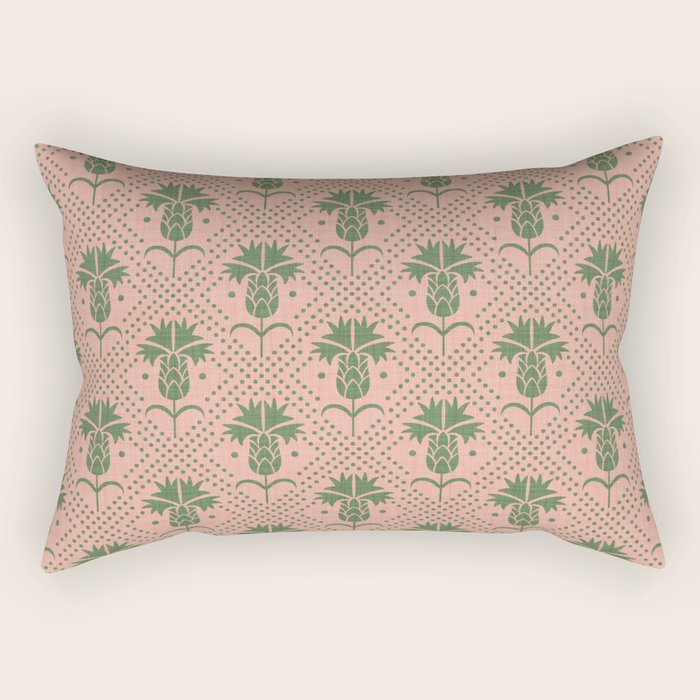 Bachelor Button Boutonniere Peach Green Rectangular Pillow Gallery Image 1