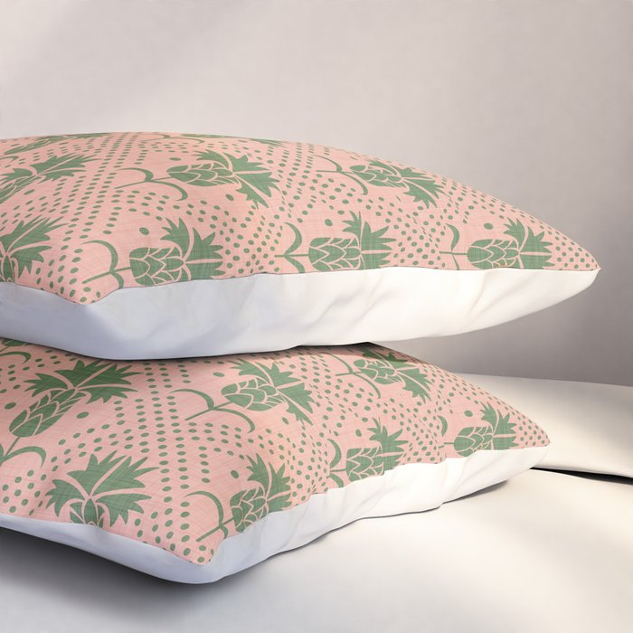 Bachelor Button Boutonniere Peach Green Pillow Sham Gallery Image 3