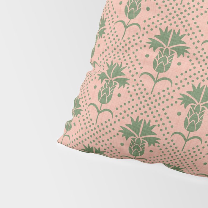 Bachelor Button Boutonniere Peach Green Pillow Sham Gallery Image 4