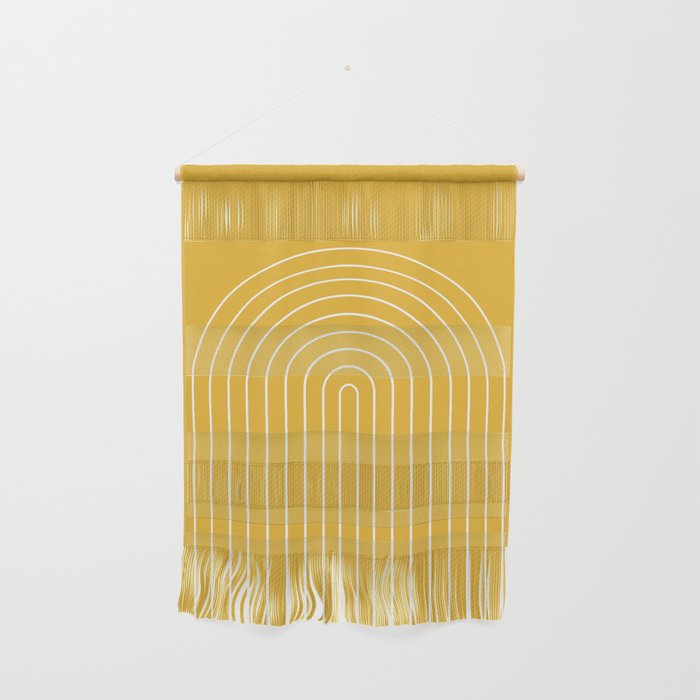 Minimal Arch IX Golden Yellow Modern Geometric Lines Wall Hanging Gallery Image 1