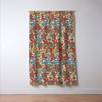 Large-Scale Dahlias, Frogs, Snakes, Praying Mantis in Red and Blue Window Curtain Gallery Image 3