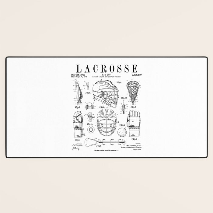 Lacrosse Player Equipment Vintage Patent Drawing Print Desk Mat Gallery Image 3