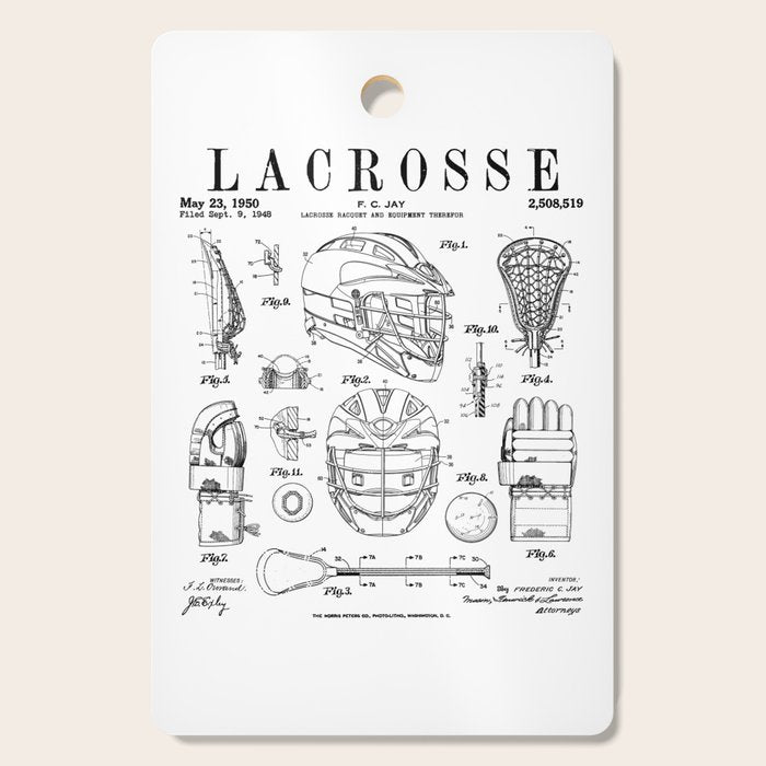 Lacrosse Player Equipment Vintage Patent Drawing Print Cutting Board Gallery Image 1
