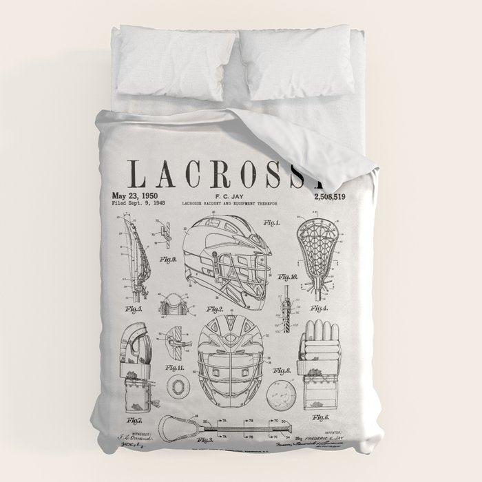 Lacrosse Player Equipment Vintage Patent Drawing Print Duvet Cover Gallery Image 6