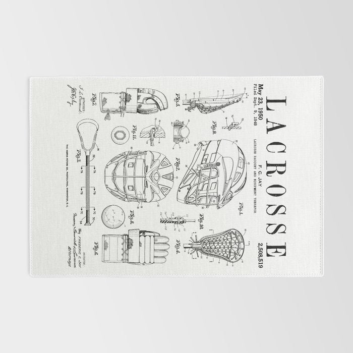 Lacrosse Player Equipment Vintage Patent Drawing Print Rug Gallery Image 2