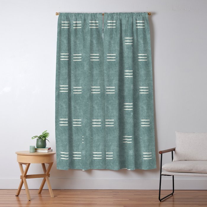 triple dash - dusty blue Window Curtain Gallery Image 1