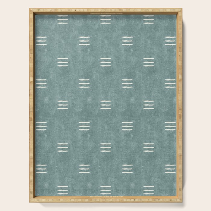 triple dash - dusty blue Serving Tray Gallery Image 1
