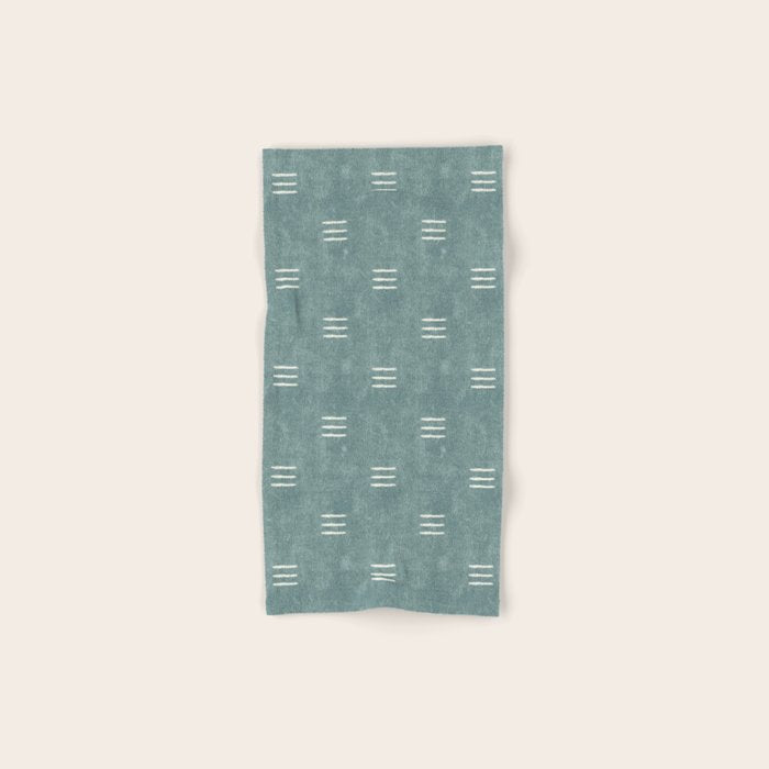 triple dash - dusty blue Bath Towel Gallery Image 1