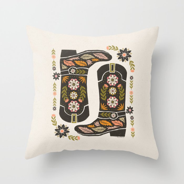 Cowboy boots and flowers Throw Pillow Gallery Image 6