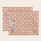 Burnt Orange and White Greek Key Pattern Placemat Gallery Image 1