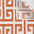 Burnt Orange and White Greek Key Pattern Wall Tapestry Gallery Image 3