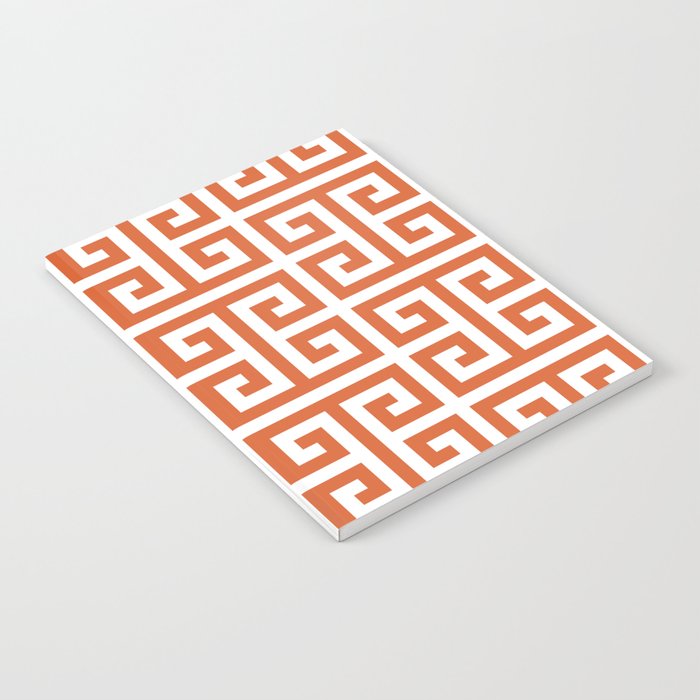 Burnt Orange and White Greek Key Pattern Notebook Gallery Image 1