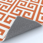 Burnt Orange and White Greek Key Pattern Rug Gallery Image 4