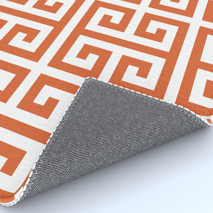 Burnt Orange and White Greek Key Pattern Rug Gallery Image 4