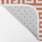 Burnt Orange and White Greek Key Pattern Bath Mat Gallery Image 2
