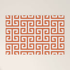Burnt Orange and White Greek Key Pattern Welcome Mat Gallery Image 1