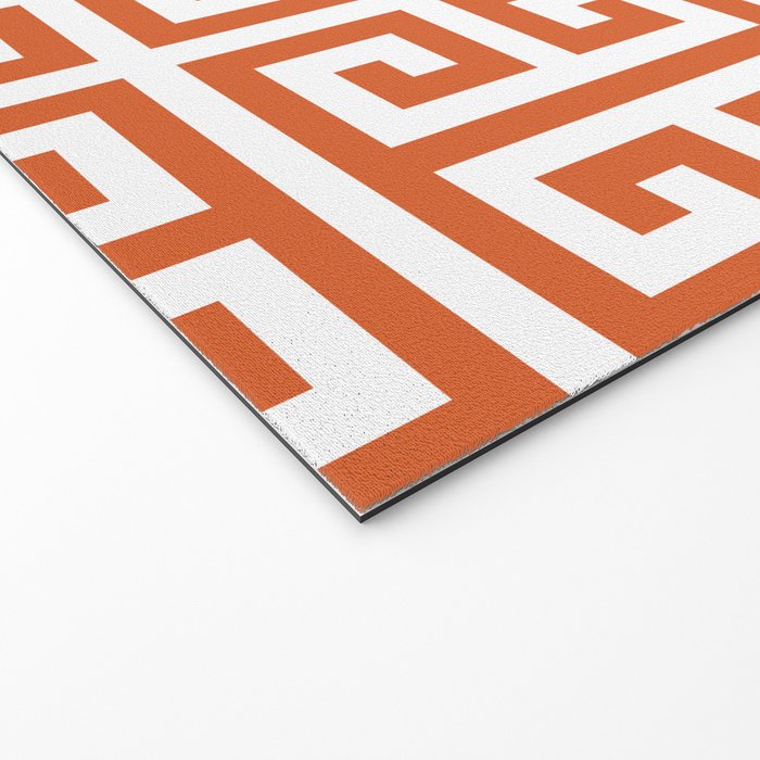 Burnt Orange and White Greek Key Pattern Welcome Mat Gallery Image 2