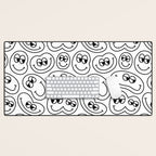 Funny happy face cartoon doodle pattern Desk Mat Gallery Image 1