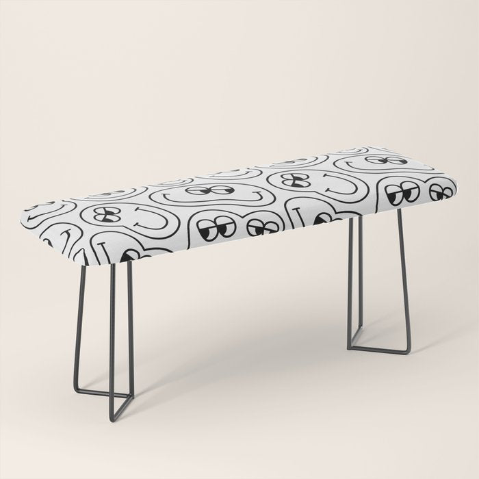 Funny happy face cartoon doodle pattern Bench Gallery Image 1