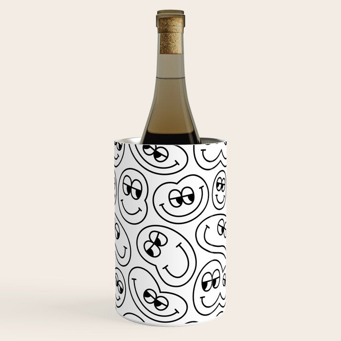Funny happy face cartoon doodle pattern Wine Chiller Gallery Image 2