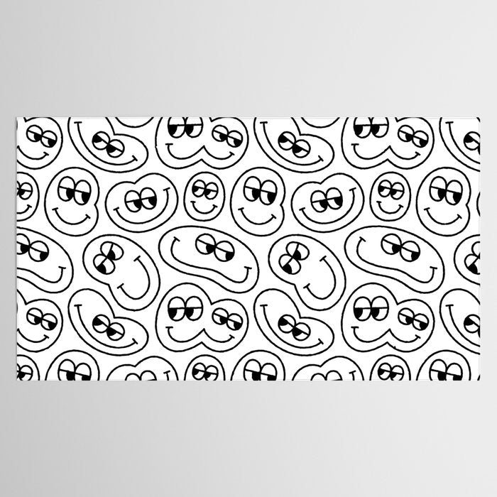 Funny happy face cartoon doodle pattern Tablecloth Gallery Image 2