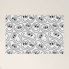 Funny happy face cartoon doodle pattern Welcome Mat Gallery Image 1