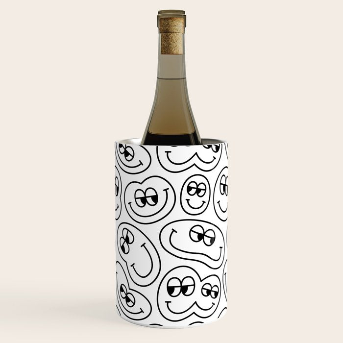 Funny happy face cartoon doodle pattern Wine Chiller Gallery Image 3