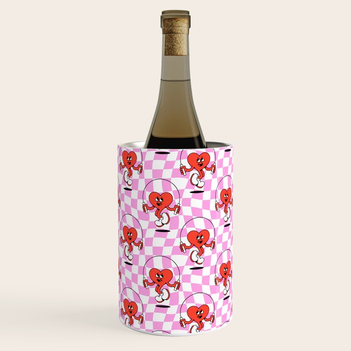Retro love heart cartoon character pattern Wine Chiller Gallery Image 3