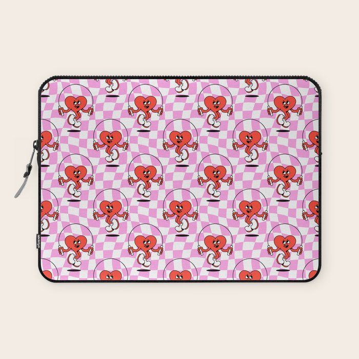Retro love heart cartoon character pattern Laptop Sleeve Gallery Image 1