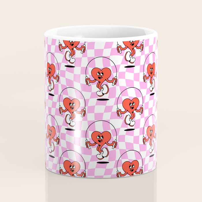 Retro love heart cartoon character pattern Coffee Mug Gallery Image 4