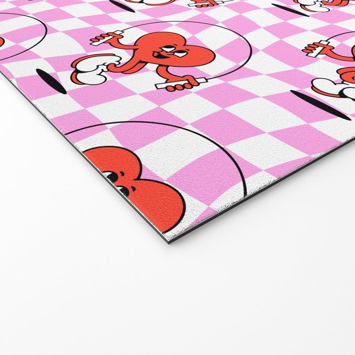 Retro love heart cartoon character pattern Welcome Mat Gallery Image 2