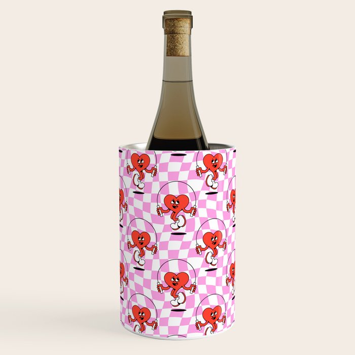 Retro love heart cartoon character pattern Wine Chiller Gallery Image 1