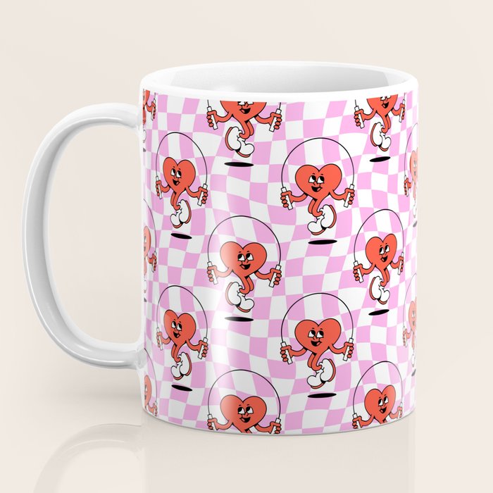 Retro love heart cartoon character pattern Coffee Mug Gallery Image 3