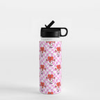Retro love heart cartoon character pattern Water Bottle Gallery Image 1