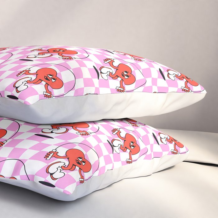 Retro love heart cartoon character pattern Pillow Sham Gallery Image 3