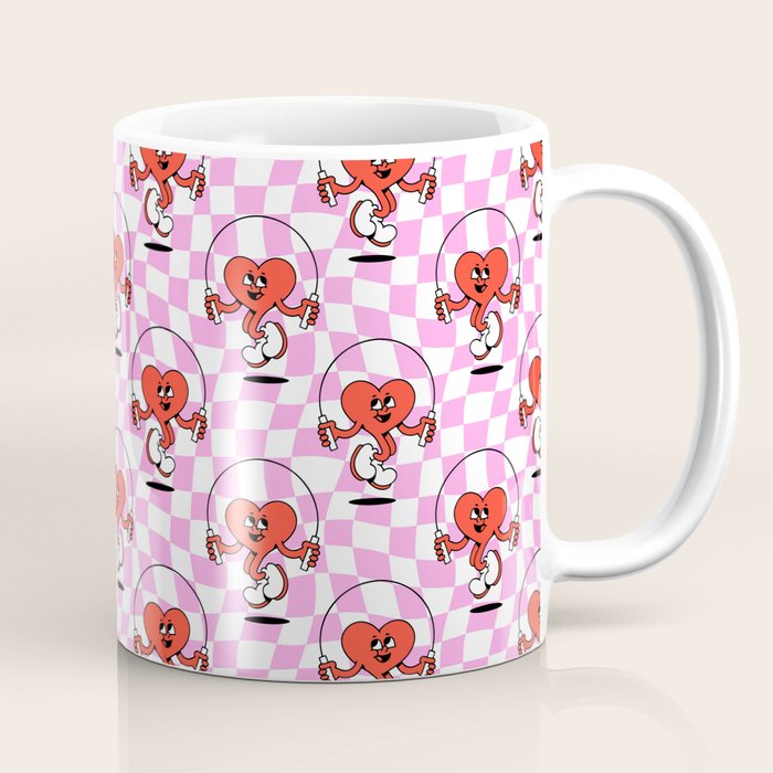 Retro love heart cartoon character pattern Coffee Mug Gallery Image 1