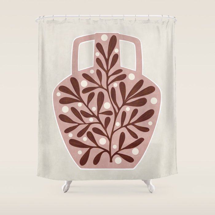 Vase and leaves Shower Curtain Gallery Image 1