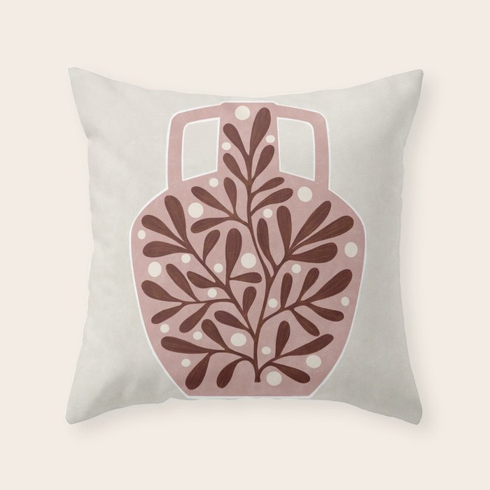 Vase and leaves Throw Pillow Gallery Image 6