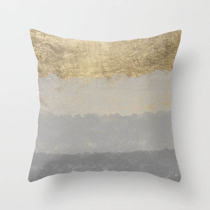 Geometrical ombre glacier gray gold watercolor Throw Pillow Gallery Image 1