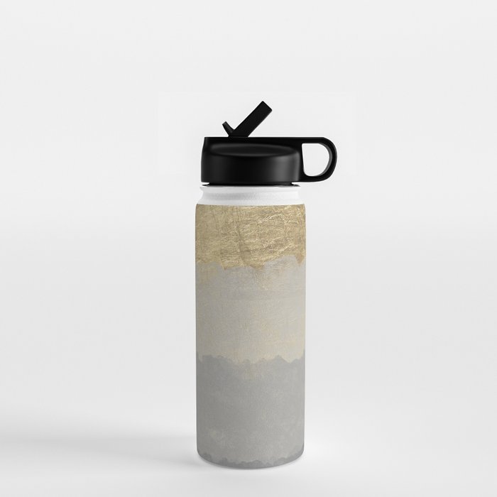 Geometrical ombre glacier gray gold watercolor Water Bottle Gallery Image 1