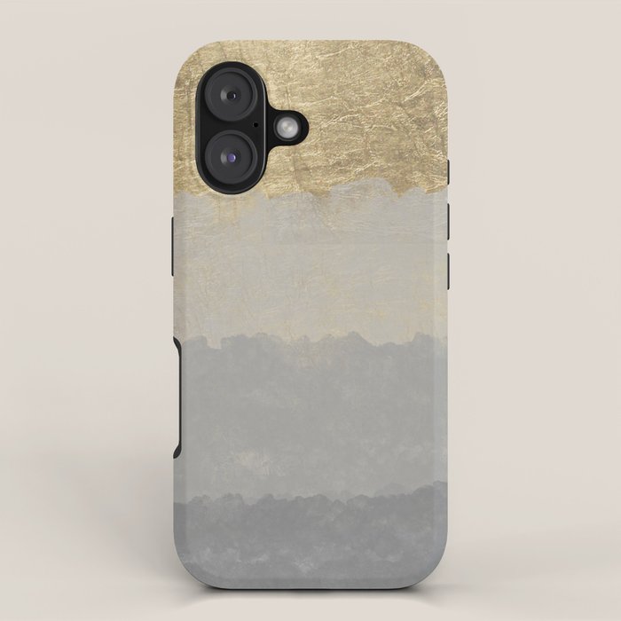 Geometrical ombre glacier gray gold watercolor iPhone Case Gallery Image 1