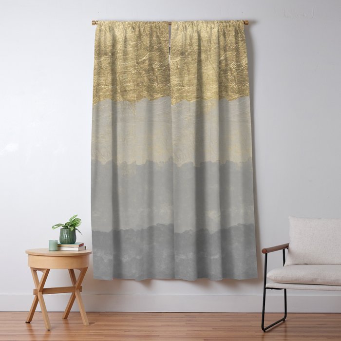 Geometrical ombre glacier gray gold watercolor Window Curtain Gallery Image 1