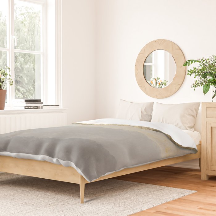 Geometrical ombre glacier gray gold watercolor Duvet Cover Gallery Image 2