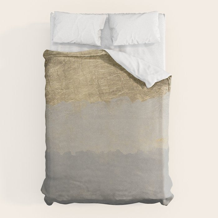 Geometrical ombre glacier gray gold watercolor Duvet Cover Gallery Image 6